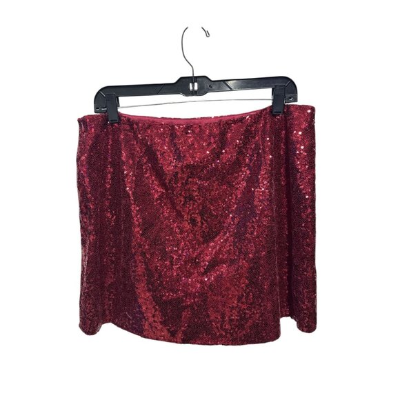 ASTR The Label Women Sparkling Red Sequin Mini Skirt LARGE - Picture 3 of 4